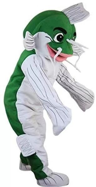 Traje de mascote de peixe verde Halloween natal de Natal Fanche festa de desenho animado traje de caráter adulto homem homem vestido carnaval unissex adultos