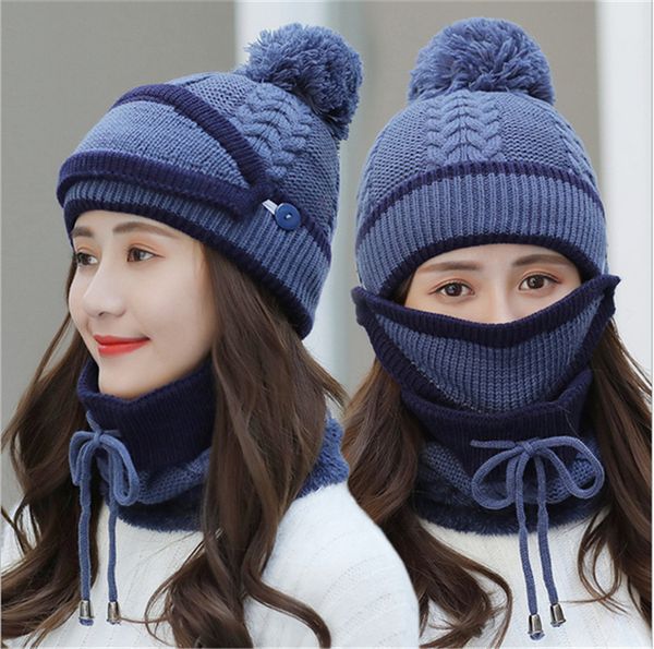 

зимняя шапочка hat шарф и маска set 3 шт трикотажные hat cap шеи толстые knit обдирают шляпы разминка платки skullies шапочки лыжные шапки e, Yellow