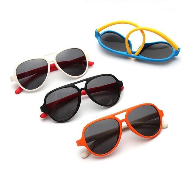 

kids sunglasses soft frame sun glasses girls boys silicone children's mirror baby eyeglasses uv400 black shades1, White;black