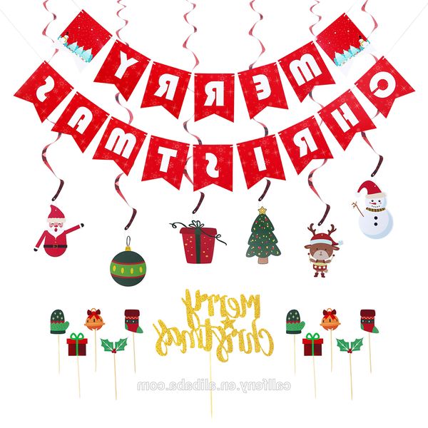 

home adornos de navidad marry banner, торт топперы, висячие завитки для рождественских украшений