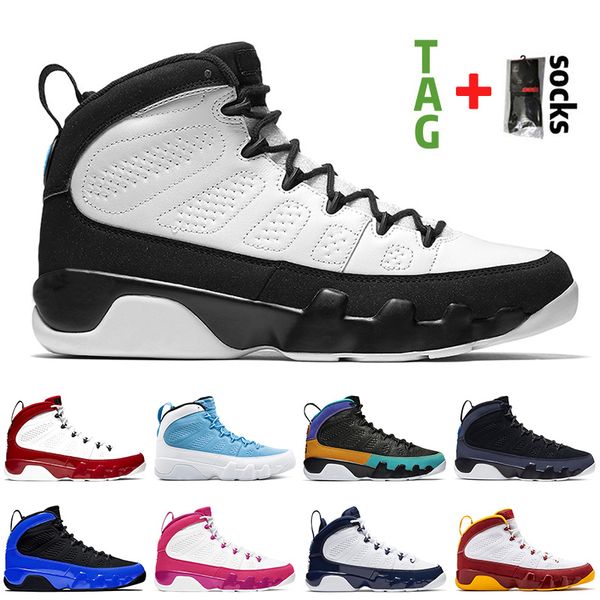 

retro men basketball shoes 9 9s jumpman black gym red iridescent racer blue space jam bred women sneakers trainers 40-47, White;red