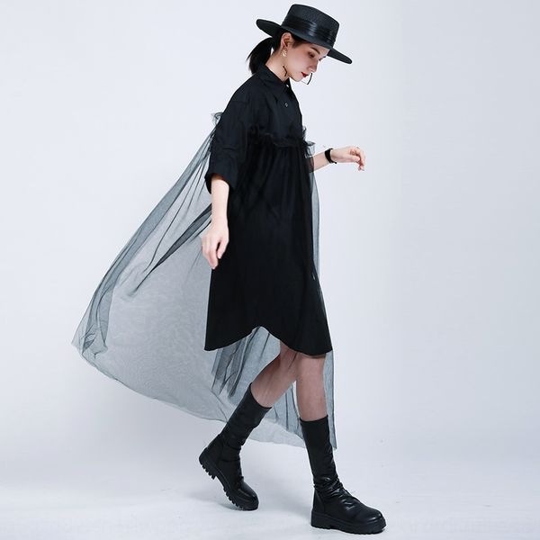 

4ixbd summer 2020 mesh super fairy design dress dressshirt detachable new two wear french shirt dress samrv, Black;gray