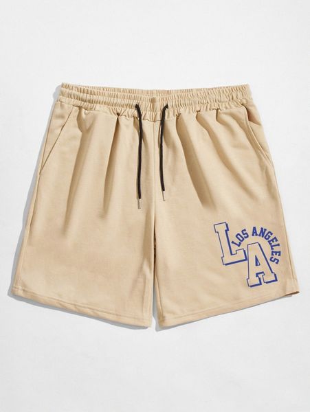 

romwe guys letter drawstring shorts r3mm#, Black