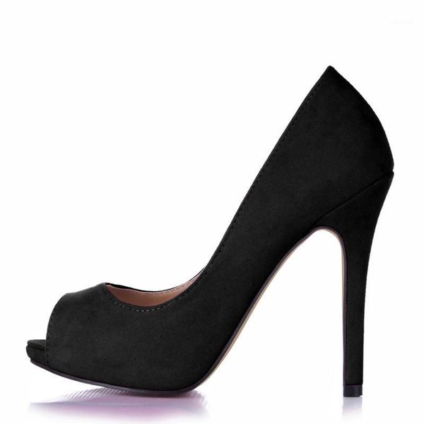 

spring autumn 11cm suede high heeled pumps fashion women stiletto thin heel peep toe party dress lady shoes 181, Black