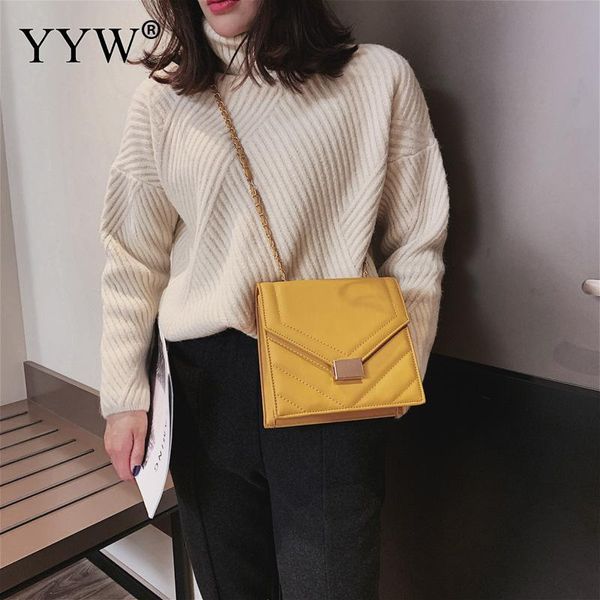 

2020 yellow women's shoulder bag casual pu leather women messenger bag ladies crossbody bags black trendy small flap handbag
