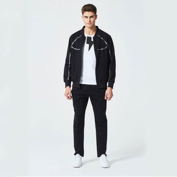 

мужчины трексуиты сплошные цветные спортивные одежды осенние мужские наборы куртка + брюки случайные спортивные спортивные спортивные спорти, White;black