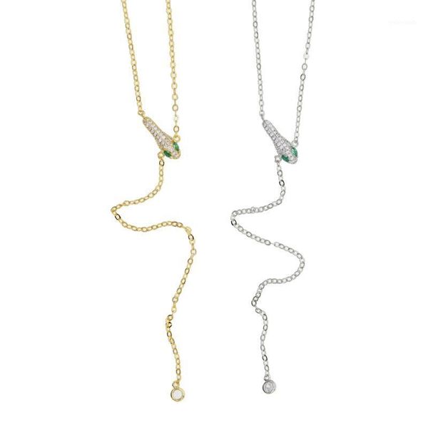 

chokers arrived women y shape snake necklace with cz paved long wedding for lady party animals jewelry wholesale1, Golden;silver