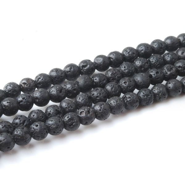 

wojiaer lava round beads 4-8mm black volcano natural stone diy spacers bead for bracelets by907