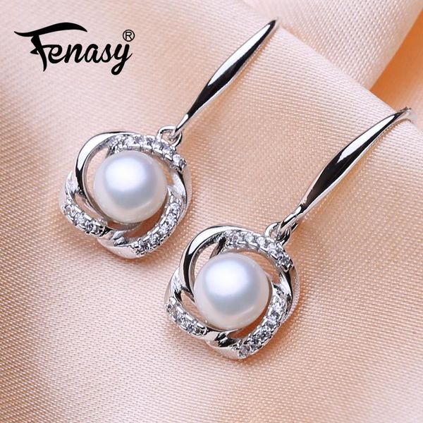 

fenasy 925 sterling silver drop dangle earrings natural freshwater pearl earrings for women long fashion pearl jewelry