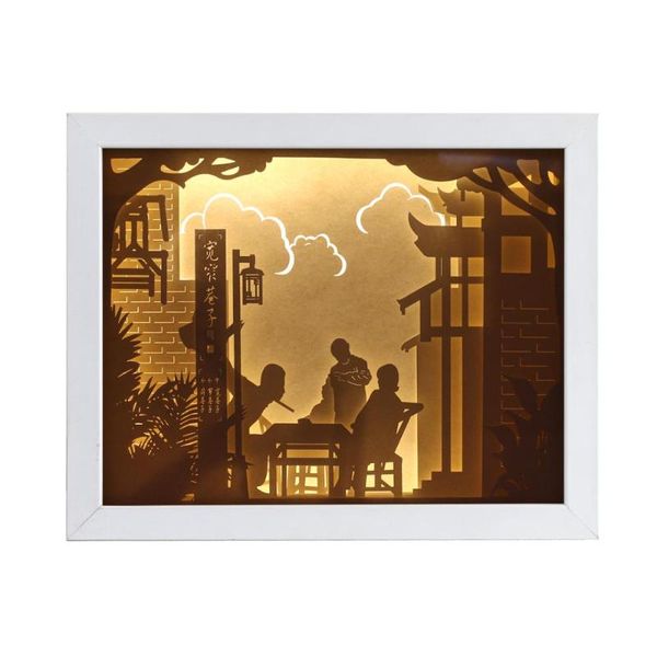 

home wall decor night light shadow box 3d gift paper lamp wall art display snap frame with led light