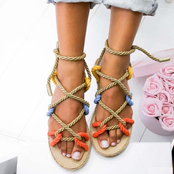 

2020 new sandals woman shoes braided rope with traditional casual style and simple creativity fashion sandals women summer shoes1, Black