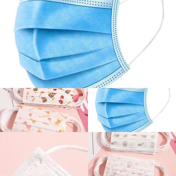 

disposable face mascherine dast and blue children's fog mask cartoon child kids 3 layer plcolc