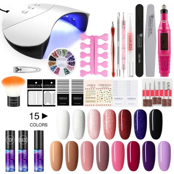 

coscelia nail set with 36w uv led lamp dryer power electric nail drill full manicure kit gel polish set for manicure art tools