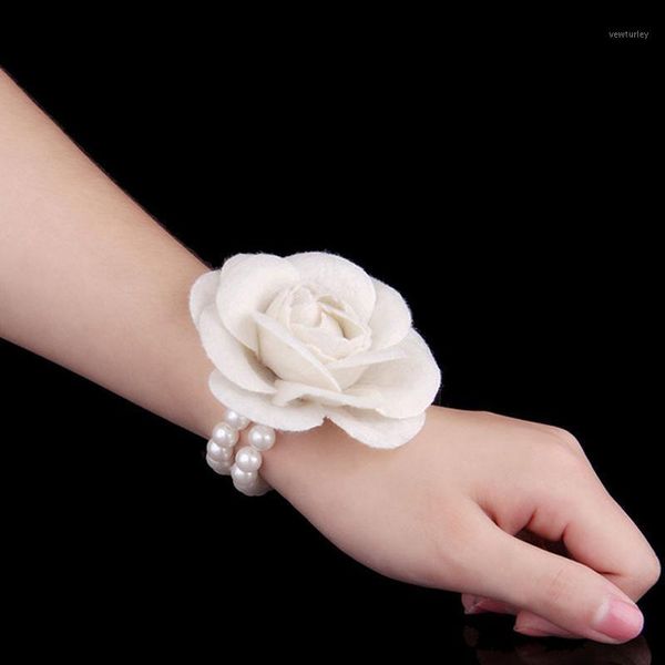 

decorative flowers & wreaths 5pieces/bag wedding bridal bridesmaid hand wrist flower handmade fabric camellia party prom women's bracel