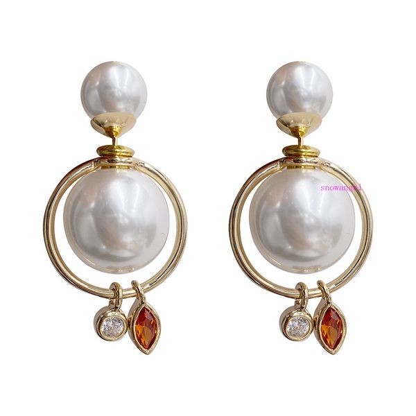 

merry christmas to you 925 silver needle earrings feminine temperament simple front and back size pearls wear ear nails and shell beads