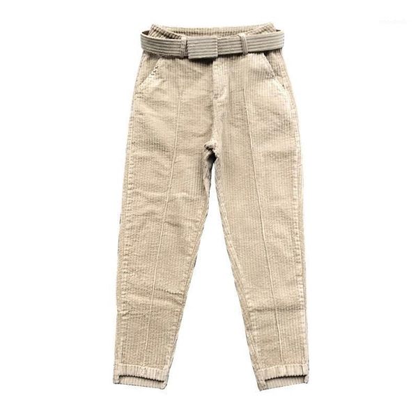 

ewq] 2021 spring autumn winter trousers women pants corduroy women casual harem pants belt sweatpants1, Black;white