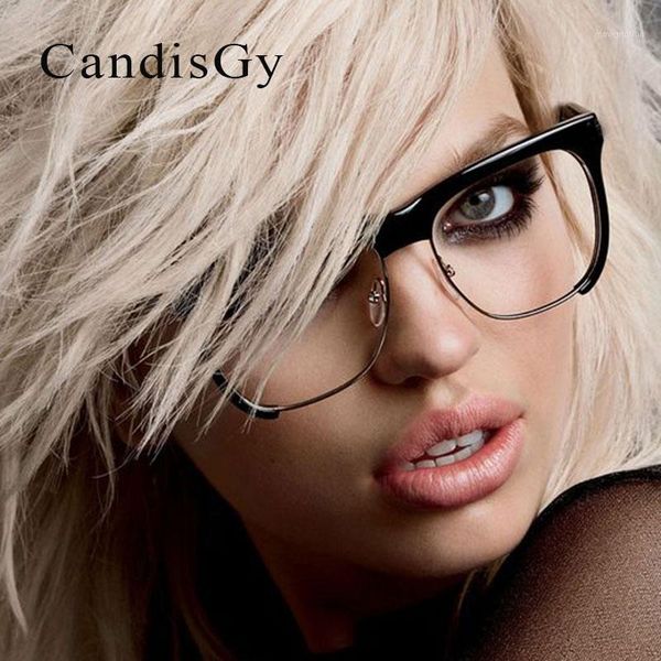 

wholesale- square half rims glasses fashion frame men women optics classic eyeglasses clear transparent lens1, Silver