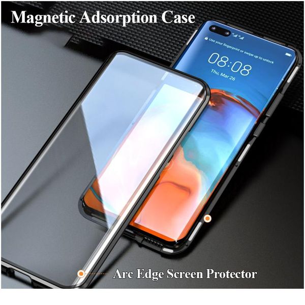 

double sided glass magnetic case for huawei p30 p40 pro lite lens camera for mate 30 20 pro nova jllprx