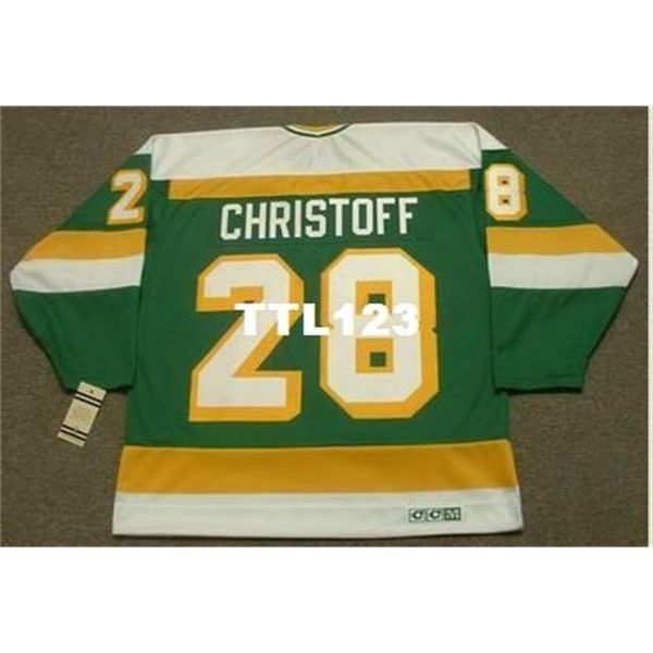 

men #28 steve christoff minnesota north stars 1981 ccm vintage hockey jersey or custom any name or number retro jersey, Black