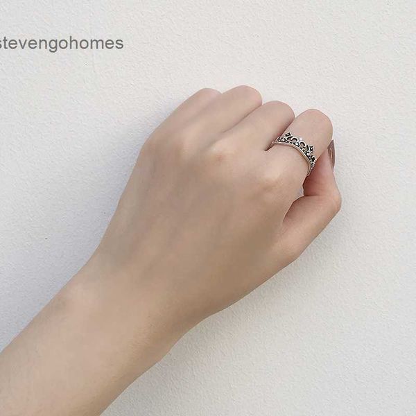 

hollow silver personality creative s925 crown sterling wind index finger ring