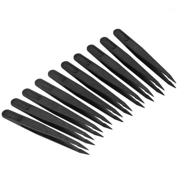 

10 pcs black plastic tip head anti static tweezer 12cm length1