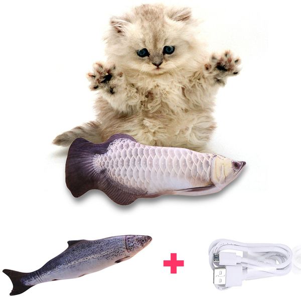 Бесплатная Доставка 30 см Электронный Pet Cat Toy Electric USB Зарядки Моделирование Рыбные Игрушки Для Собака Кошка Жевательные игрушки VIP Link LJ200826