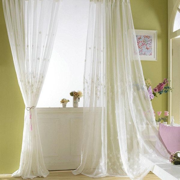 

curtain & drapes embroidered plum pastoral floral sheer tulle curtains for living room kitchen bedroom cortinas white window screening
