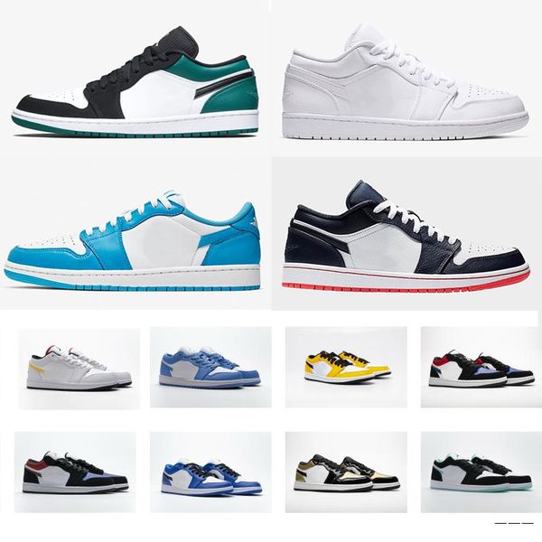 

2020 new unc travis scotts jumpman 1 1s mens low basketballs shoes chicago obsidian royal toe shattered trainers paris sneakers fg6p, Black