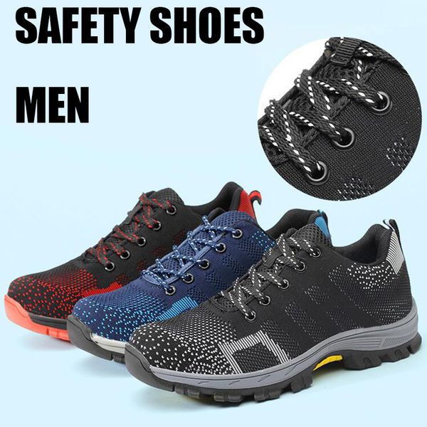 

mens safety shoes with steel toe cap puncture-proof breathable lightweight fashion work shoes women security protection footwear y200915, Black;brown