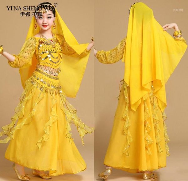 

dancewear children belly dance costumes for girls egypt bollywood dancing costume dance performance clothing professional1, Black;red
