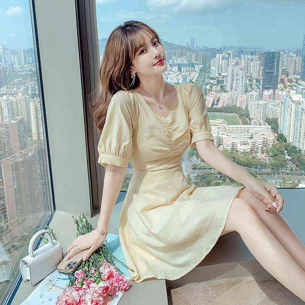 

casual dresses 2022 high sense dr's summer small french minority short sleeve a-line skirt, Black;gray