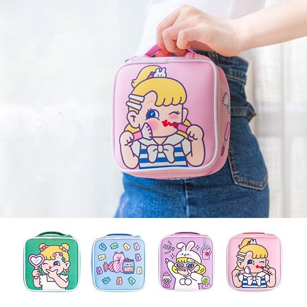 

girls bentoy cartoon large capacity cosmetic bag makeup bag for women travel portable handbag cosmetic storage organizer bag y200714, Blue;pink