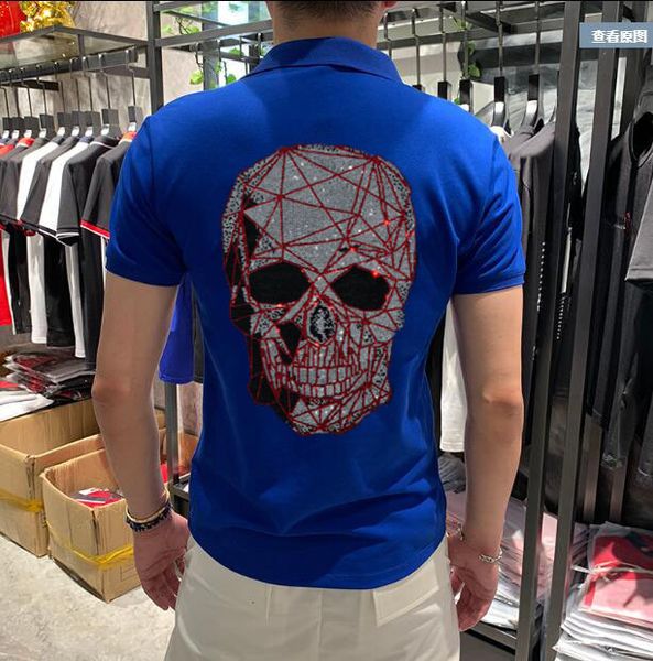 

men's polo 2021 turn down collar diamond breathable color cotton short shirt more size qx2h, White;black