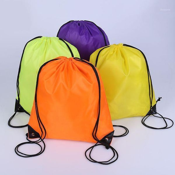 

portable sports bag polyester cloth nylon drawstring bags belt riding backpack gym drawstring shoes bag clothes backpacks1