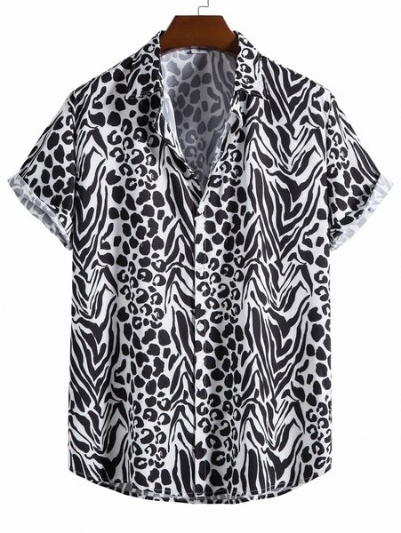 

men random allover print shirt m2ig#, White;black