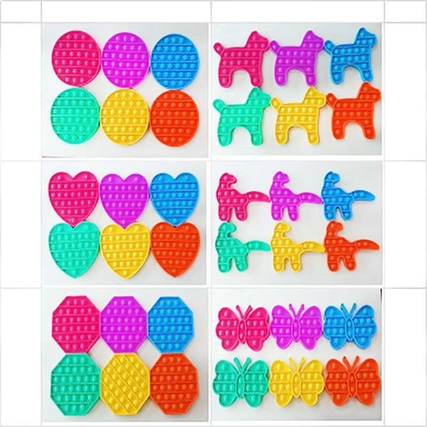 

push pop bubble stress reliever silicone squishy round octagon heart dog dinosaur butterfly 2021 pop it fidget toys for kids adults h12509