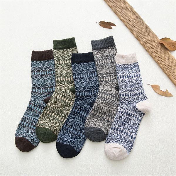 

national warm and socksstyle men's medium tube rabbit wool socks warm and thickened double way small oval men's socks wxftn, Black