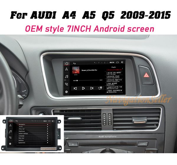 7,0-Zoll-Auto-DVD-Player, Radio, Audio, GPS-Navigation, Stereo für AUDI A4 A5 Q5 2009–2015, Symphoniekonzertsystem mit Mirrolink-Bluetooth-USB-Unterstützung, 4G WIFI