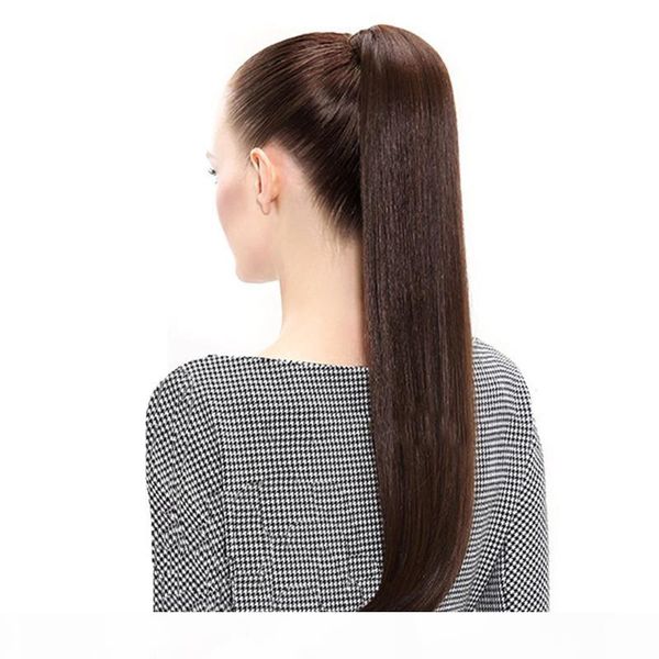 

elibess hair ponytail european straight hair extensions 120gram wrap around clip in pony tail remy hair 14-26 inches, Black