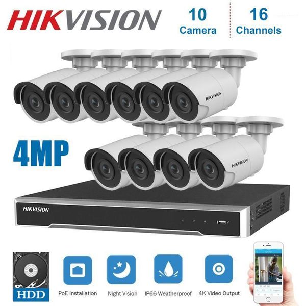 

systems network 4mp hikvision 16channels poe nvr video surveillance with 10pcs ip camera security night vision cctv system kits1