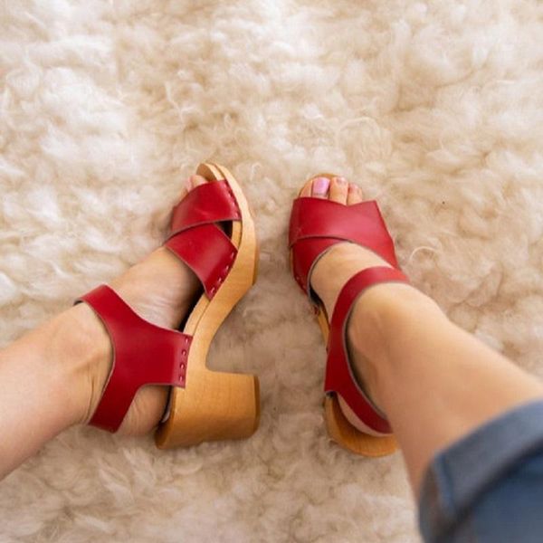 

summer platform women sandals chunky high heels open toe ladies shoes cross strappy roman sandals zapatos mujer, Black