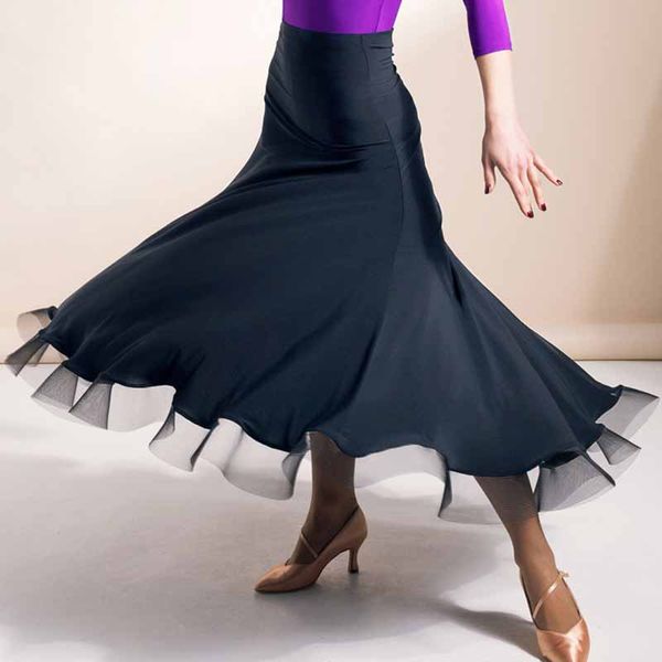

ballroom latin dance skirts ladies practice wear big skirt clothes for salsa waltz modern standard competition costumes py002, Black;red