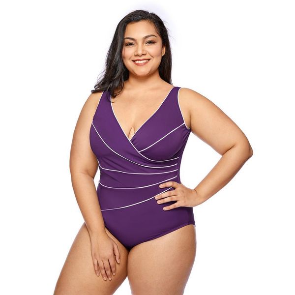 

women's slimming swimwear one piece piped swimsuit plus size bathing suit y200824, White;black