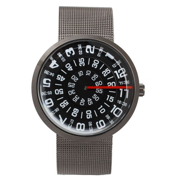 

men's watch new concept no pointer and women's korean turntable men's mesh belt watch quartz watchfzqo, Slivery;brown