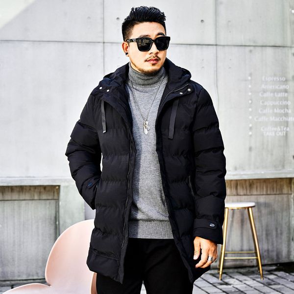 

winter mark new park men long jacket loose big size black cotton suit for 140kg men's clothes 4ia8