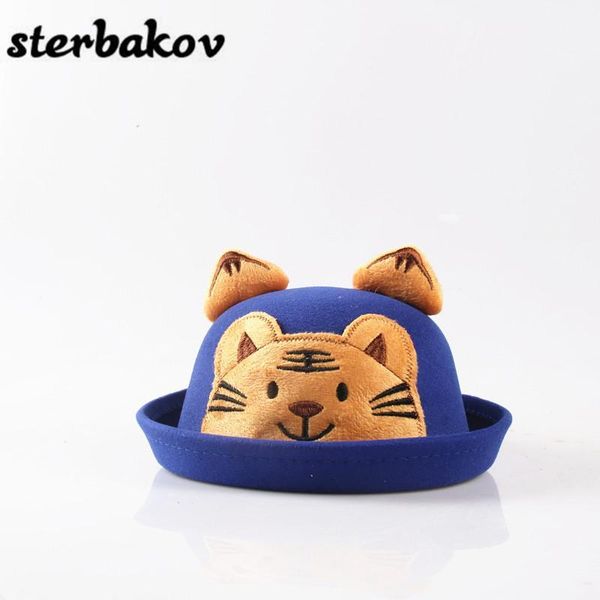 

winter autumn female felt hat classic animal tiger chapeau femme imitation woolen cap female caps cute solid black hat fedoras1, Blue;gray
