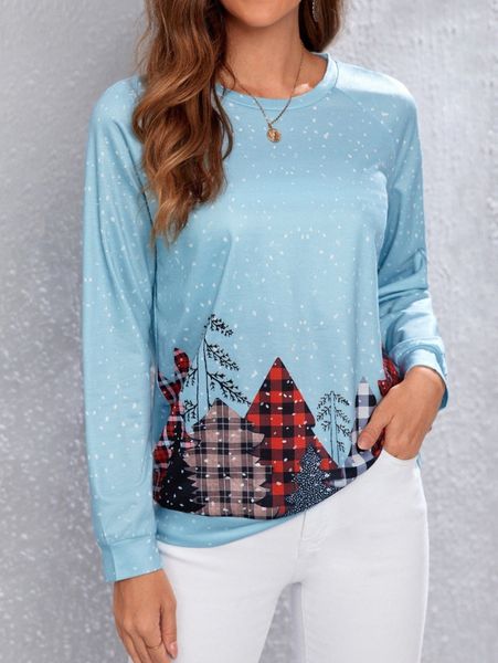 

emery rose christmas tree print raglan sleeve pullover m8zn#, White;black