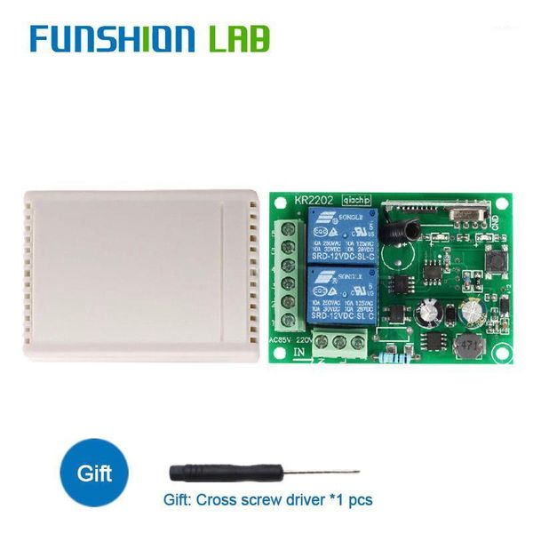 

remote controlers funshion 433 mhz universal wireless control switch ac 85v ~ 250v 110v 220v 2ch relay receiver + rf 433mhz controls1