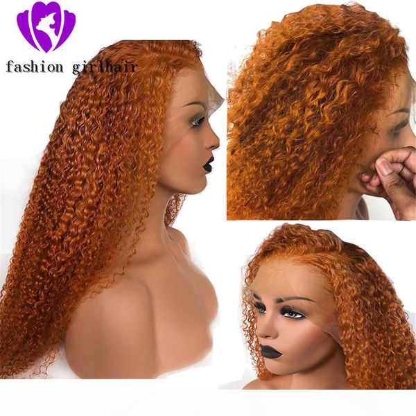 

part orange color kinky curly 360 lace frontal wig preplucked brazilian lace front colored synthetic wigs with baby hair cosplay, Black