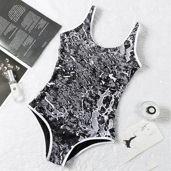 

confusion print swimwear padded push up women one-piece swimsuits outdoor beach travel vacation bandage swimsuits
